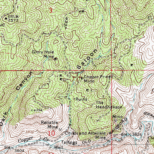 Topographic Map of Copper Prince Mine, AZ