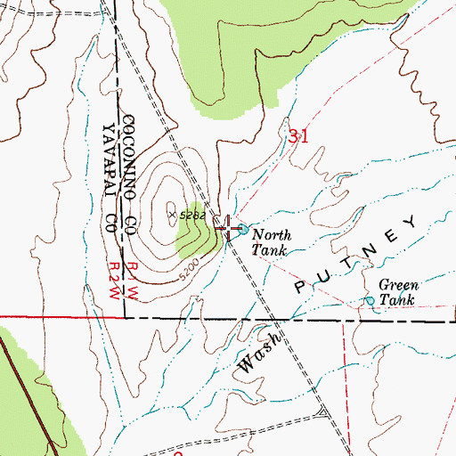 Topographic Map of North Tank, AZ