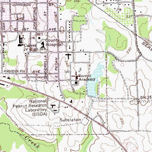 Topographic Map of Terrell Academy, GA
