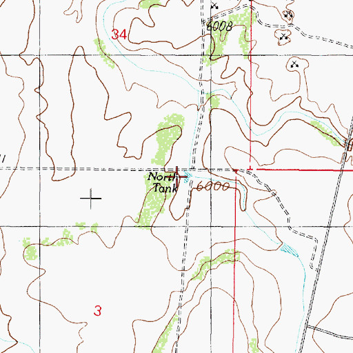 Topographic Map of North Tank, AZ