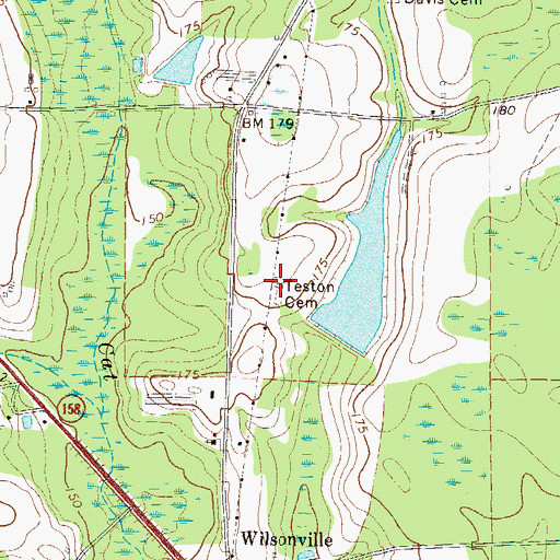 Topographic Map of Teston Cemetery, GA