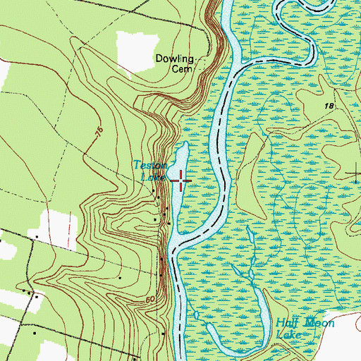Topographic Map of Teston Lake, GA