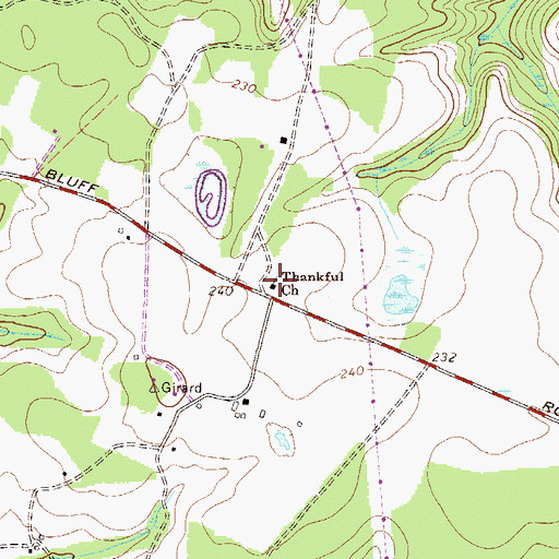 Topographic Map of Thankful Church, GA