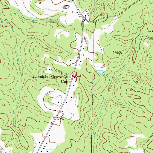 Topographic Map of Thankful Grove Church, GA
