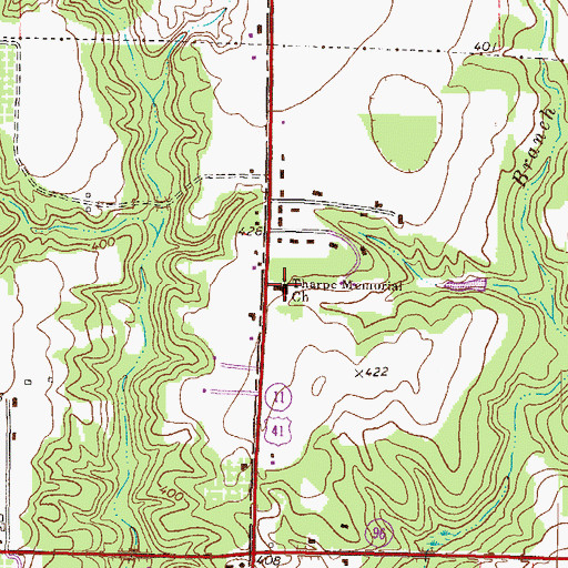 Topographic Map of Tharpe Memorial Church, GA