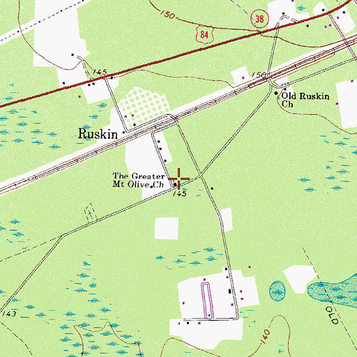 Topographic Map of The Greater Mount Olive Church, GA