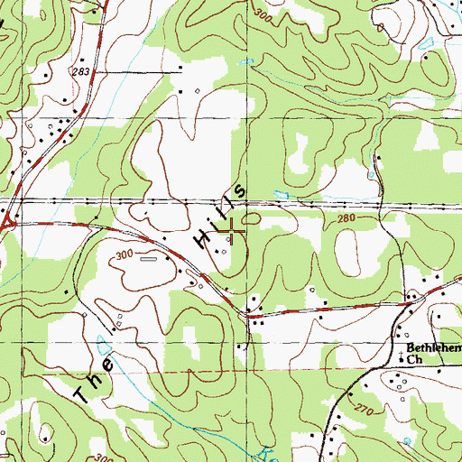 Topographic Map of The Hills, GA