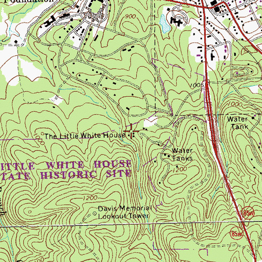 Topographic Map of The Little White House, GA