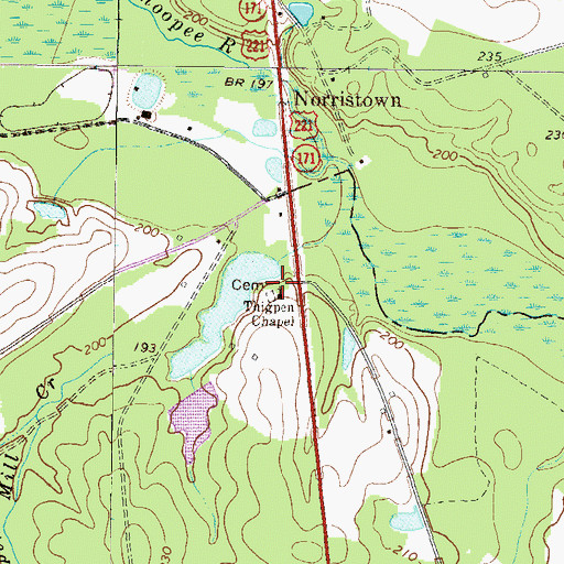 Topographic Map of Thigpen Chapel, GA