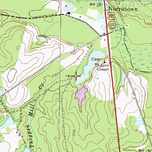 Topographic Map of Thigpen Mill Creek, GA