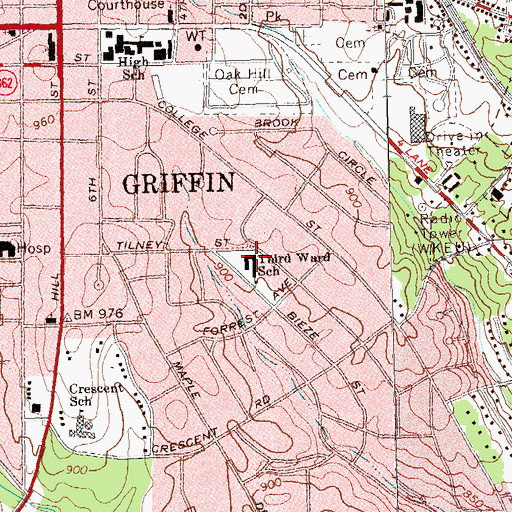 Topographic Map of Third Ward School, GA