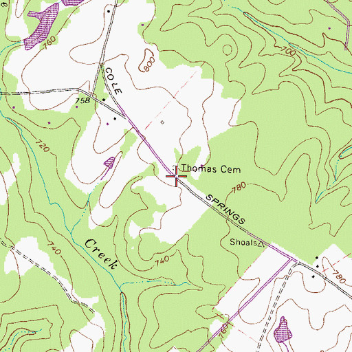 Topographic Map of Thomas Cemetery, GA