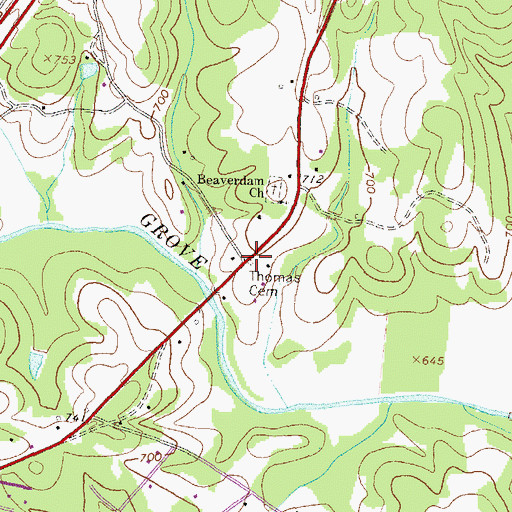 Topographic Map of Thomas Cemetery, GA
