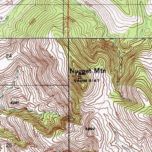 Topographic Map of Nugget Mountain, AZ