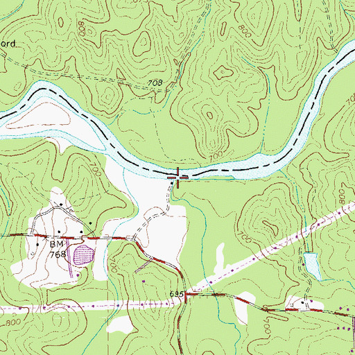 Topographic Map of Thomas Creek, GA