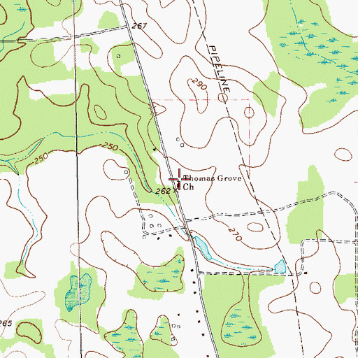 Topographic Map of Thomas Grove Church, GA