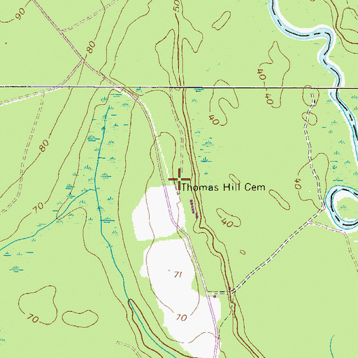 Topographic Map of Thomas Hill Cemetery, GA