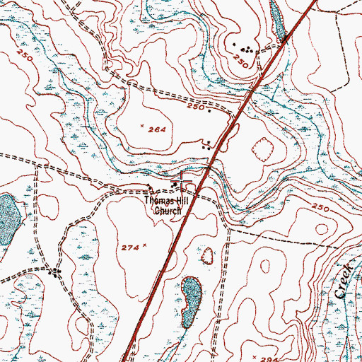 Topographic Map of Thomas Hill Church, GA