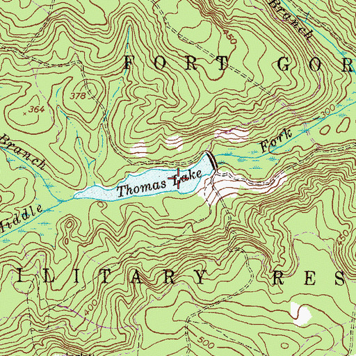 Topographic Map of Thomas Lake, GA