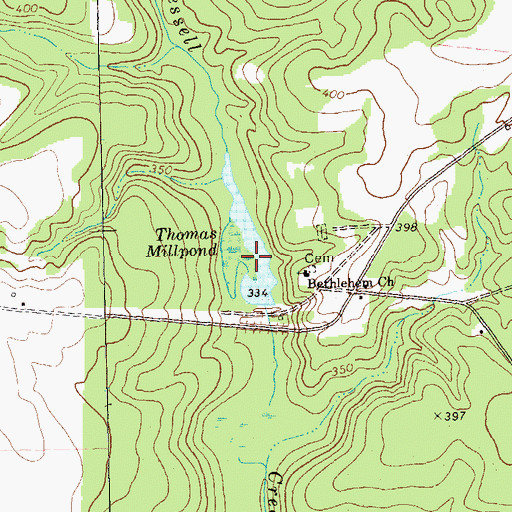 Topographic Map of Thomas Millpond, GA