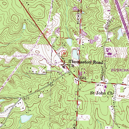 Topographic Map of Thomaston Road Church, GA
