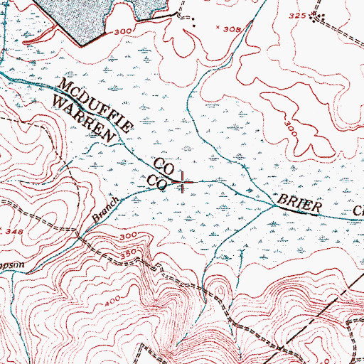Topographic Map of Thompson Branch, GA