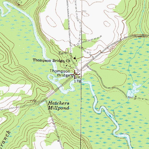 Topographic Map of Thompson Bridge, GA