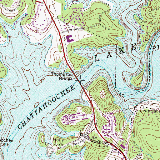 Topographic Map of Thompson Bridge, GA