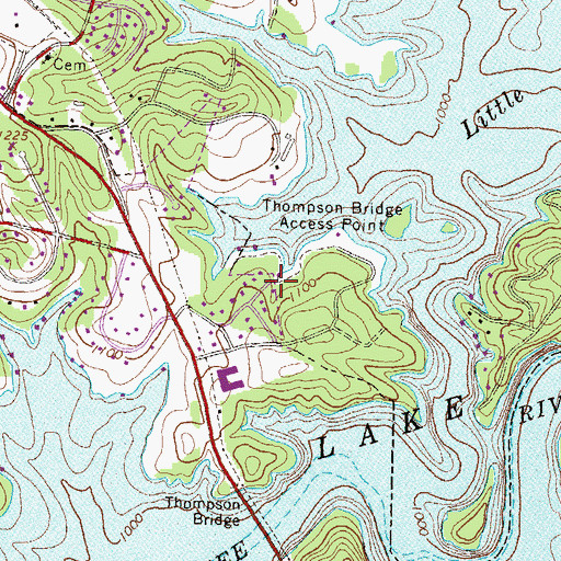 Topographic Map of Thompson Bridge Access Point, GA