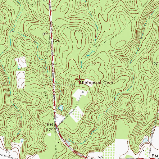 Topographic Map of Thompson Cemetery, GA