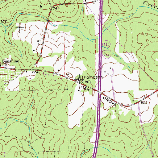 Topographic Map of Sturdivant Cemetery, GA