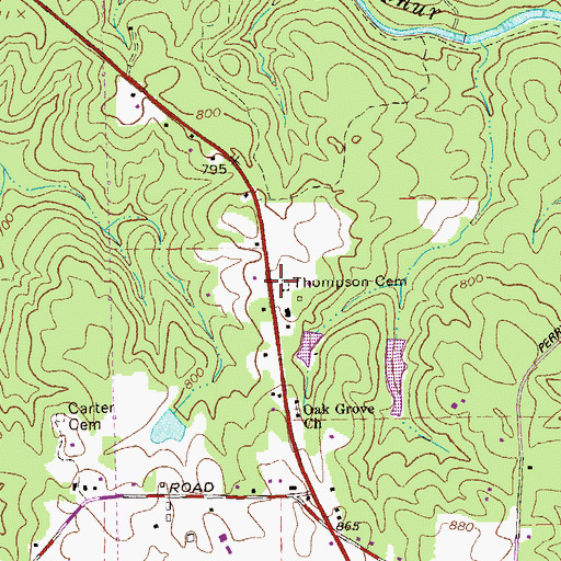 Topographic Map of Thompson Cemetery, GA