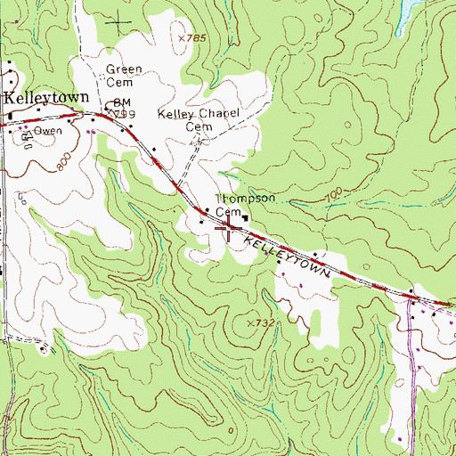 Topographic Map of Thompson Cemetery, GA