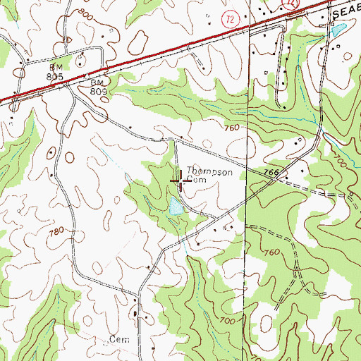 Topographic Map of Thompson Cemetery, GA