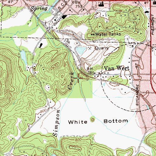 Topographic Map of Thompson Creek, GA
