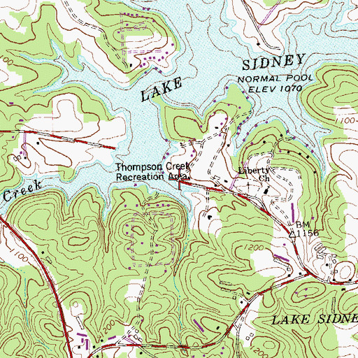Topographic Map of Thompson Creek Access Point, GA