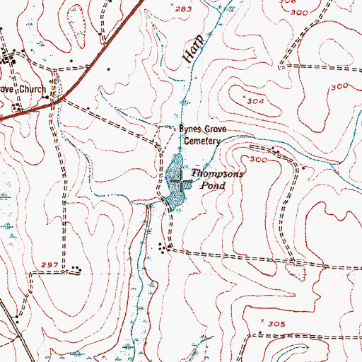 Topographic Map of Thompsons Pond, GA