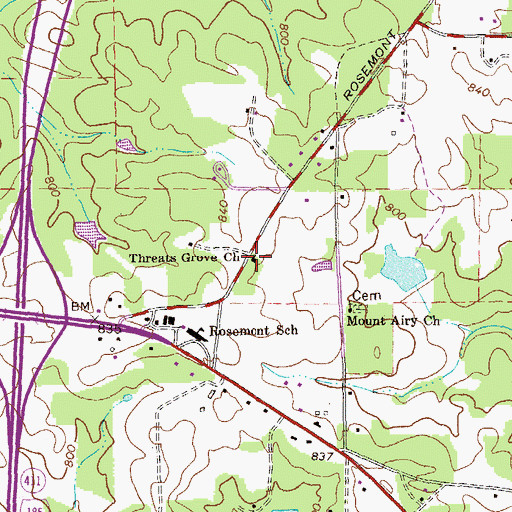 Topographic Map of Threats Grove Church, GA