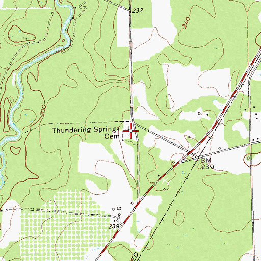 Topographic Map of Thundering Springs Cemetery, GA