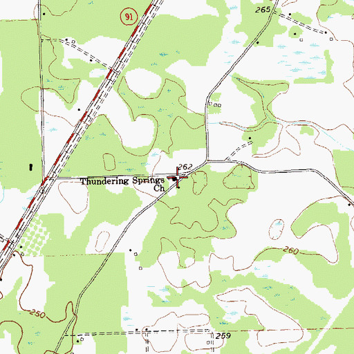 Topographic Map of Thundering Springs Church, GA