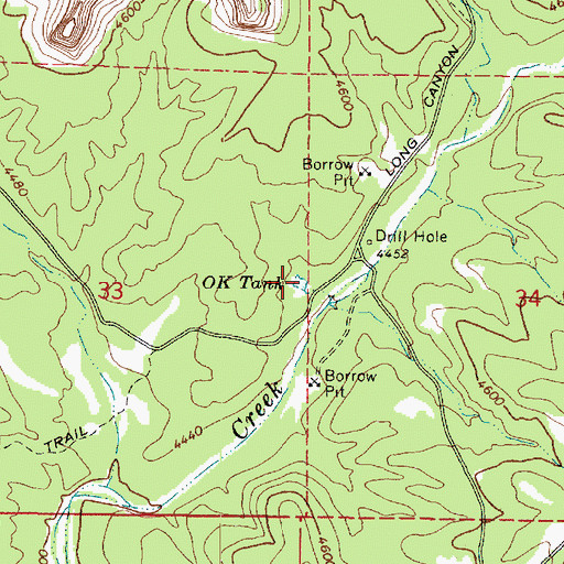 Topographic Map of OK Tank, AZ