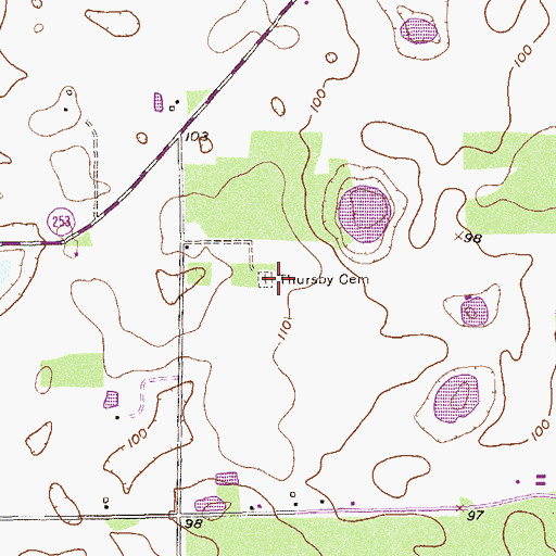 Topographic Map of Thursby Cemetery, GA