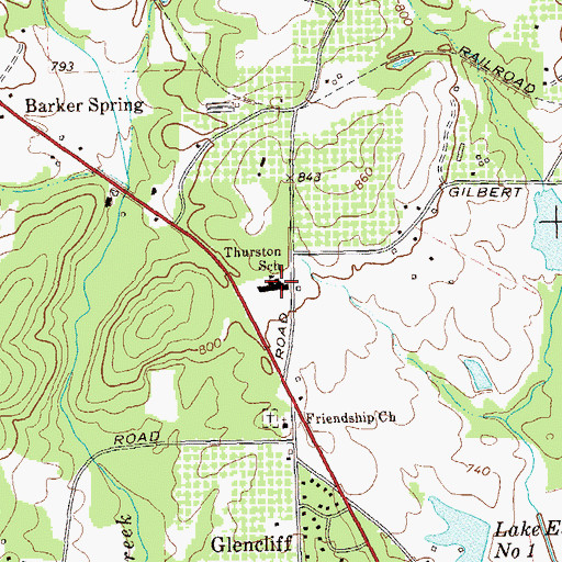 Topographic Map of Thurston School, GA
