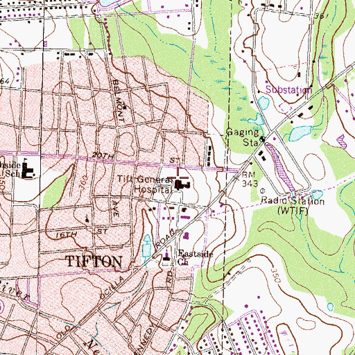 Topographic Map of Tift Regional Medical Center, GA