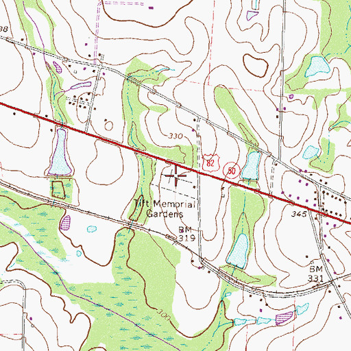 Topographic Map of Tift Memorial Gardens, GA
