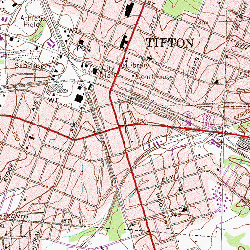 Topographic Map of Tifton, GA