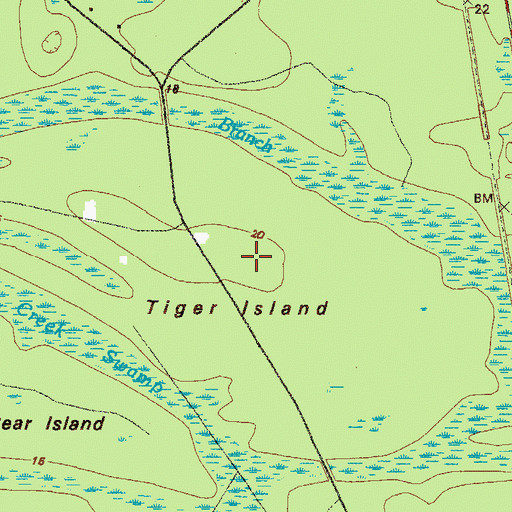 Topographic Map of Tiger Island, GA