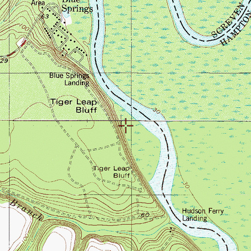 Topographic Map of Tiger Leap Bluff, GA