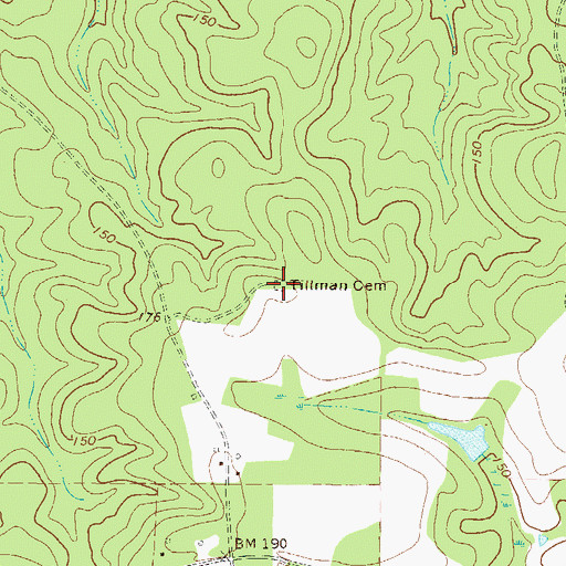 Topographic Map of Tillman Cemetery, GA