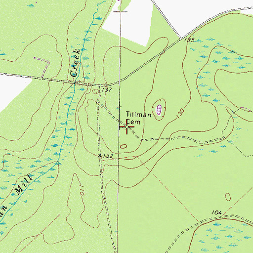 Topographic Map of Tillman Cemetery, GA